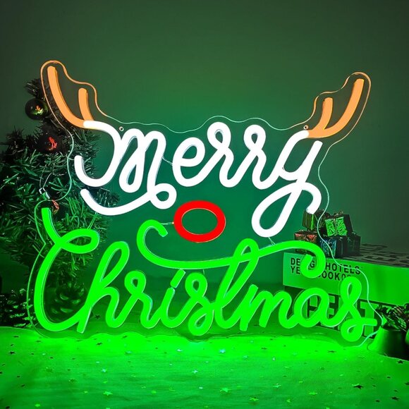 Dimmable Merry Christmas Neon Light Up Sign for Party Gift Bedroom Home Decor - Picture 1 of 7